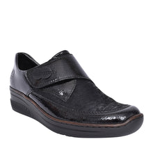 Load image into Gallery viewer, Rieker Black Velcro Shoe 487C0-00