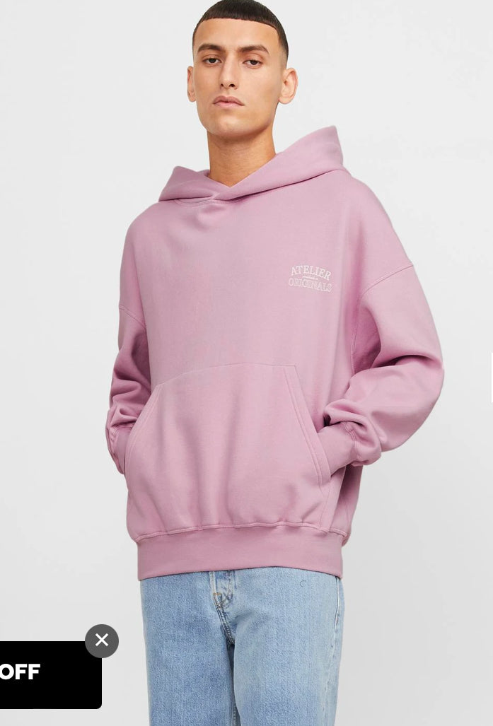 Jack and jones pink hoodie sale