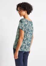 Load image into Gallery viewer, Street One Printed Drawstring Shirt in Arona Blue 323735