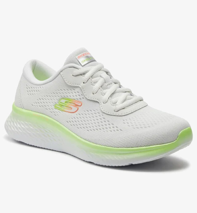 Sketchers white and lime runners