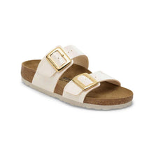 Load image into Gallery viewer, Birkenstock Sydney Cushion Buckle Sandals Colour- Shiny Snake Cream