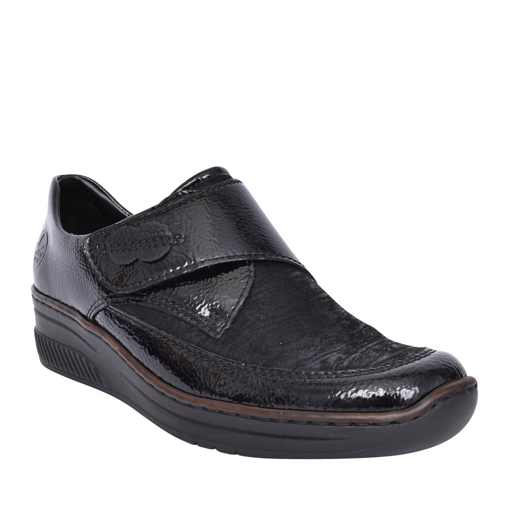 Rieker Black Velcro Shoe 487C0-00