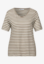 Load image into Gallery viewer, Street One  Beige and white striped shirt 324772/25617
