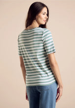 Load image into Gallery viewer, Street One seafoam green stripped shirt 321933
