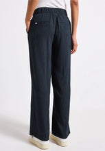 Load image into Gallery viewer, Street One Wide Leg Navy Crinkle Pants 379545
