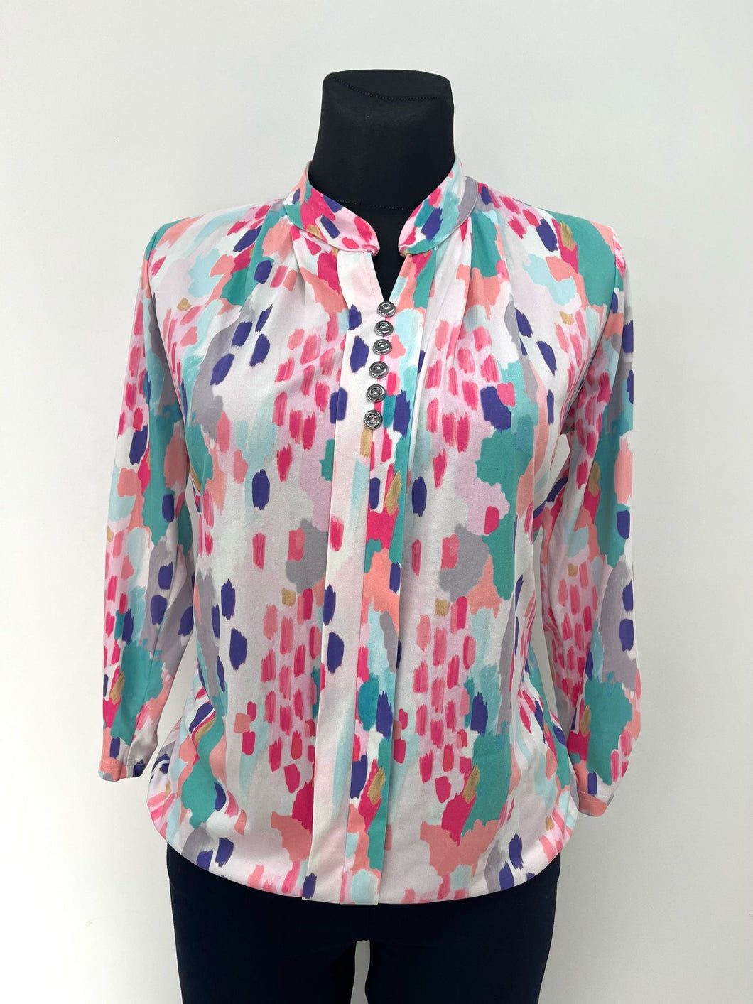 V neck yew button top 13902