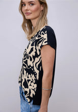Load image into Gallery viewer, Street One Navy V-Neck Printed Top 324801
