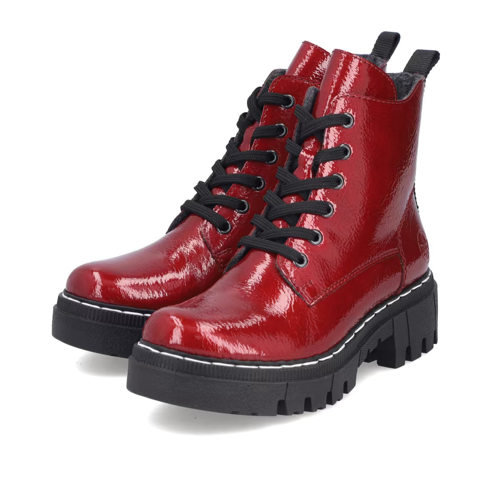 Rieker Ladies Patent Red Boots 74020-33