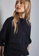 Load image into Gallery viewer, Street one navy crinkled shirt 345451

