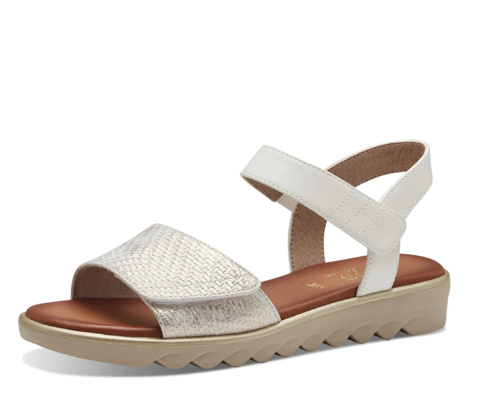 Jana Gold and White Sandals 8-28265-42