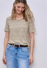 Load image into Gallery viewer, Street One  Beige and white striped shirt 324772/25617
