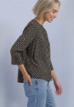Load image into Gallery viewer, Street One Brown Polka Dot Blouse 346855
