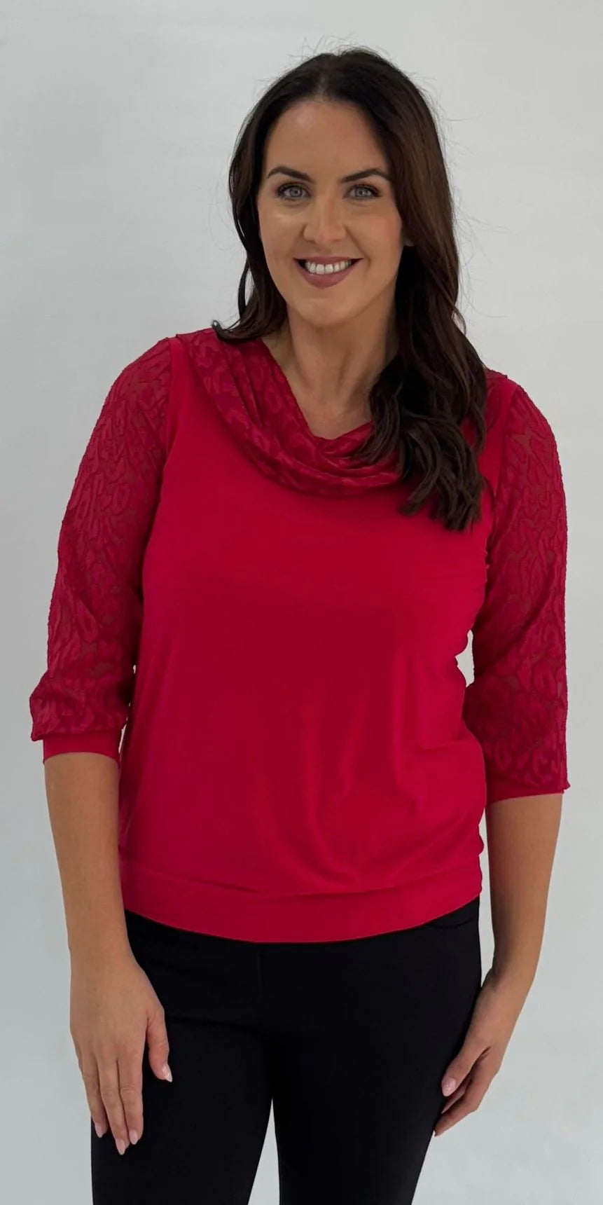 Yew Red Cowl Neck Top 2647
