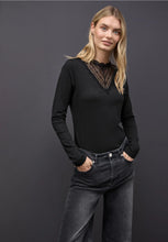 Load image into Gallery viewer, Street One Long Sleeve Lace Shirt (black)324326o
