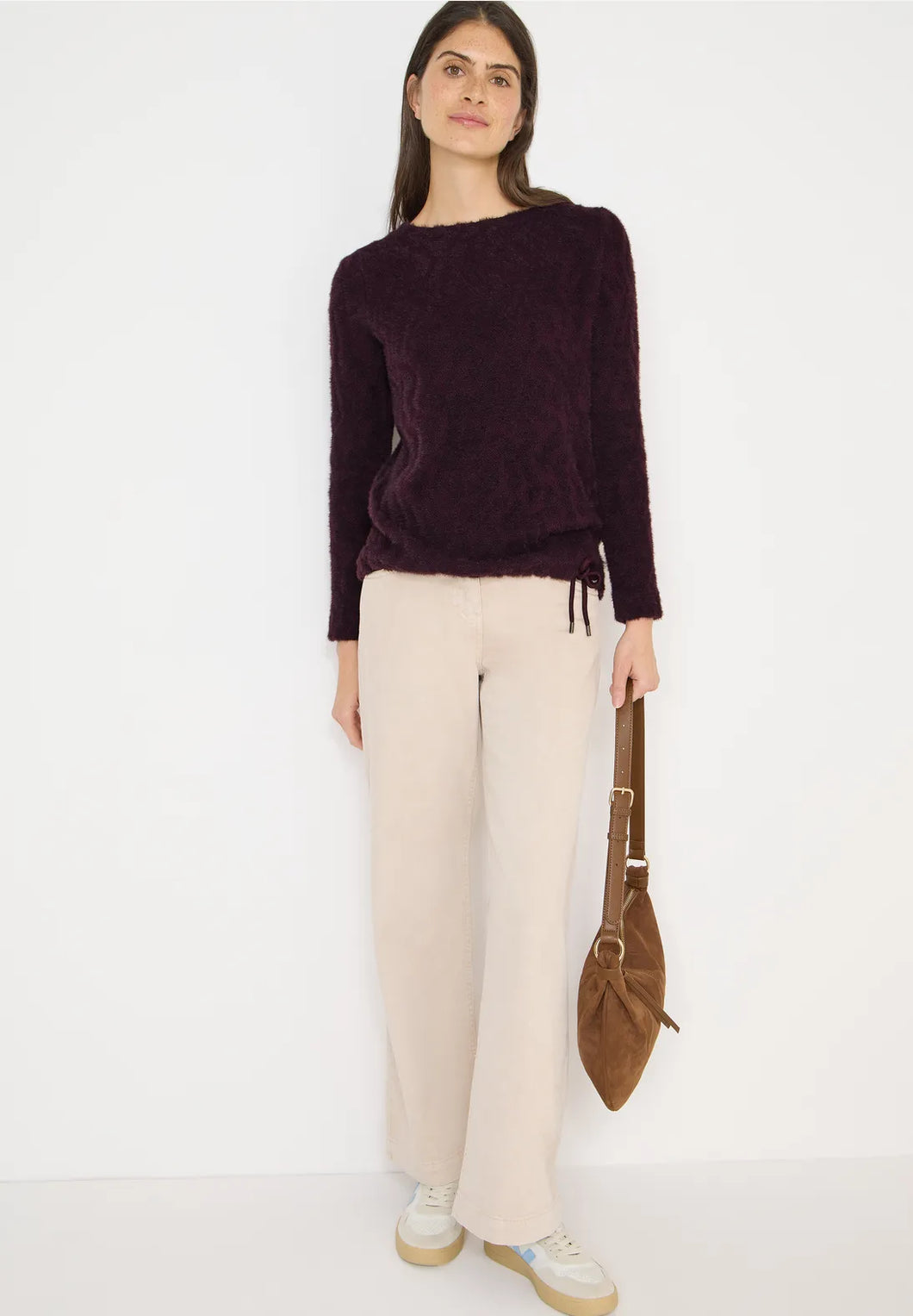 Cecil Feather Yarn Sweater (wine)