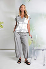 Load image into Gallery viewer, NAYA Grapic Print V Neck Top With Contrast Panel NAS26248
