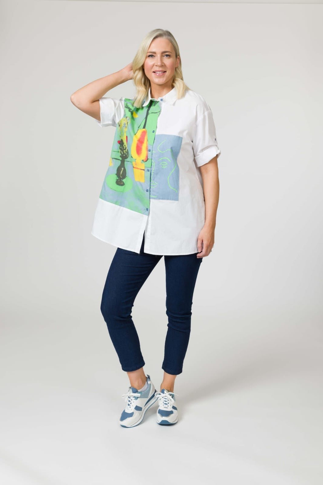 Nicolette White Printed Shirt