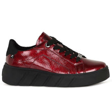 Load image into Gallery viewer, Rieker Ladies Laced Up Red Patent Trainers W2601-35
