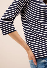 Load image into Gallery viewer, Cecil Striped Boatneck Top in Navy 323885
