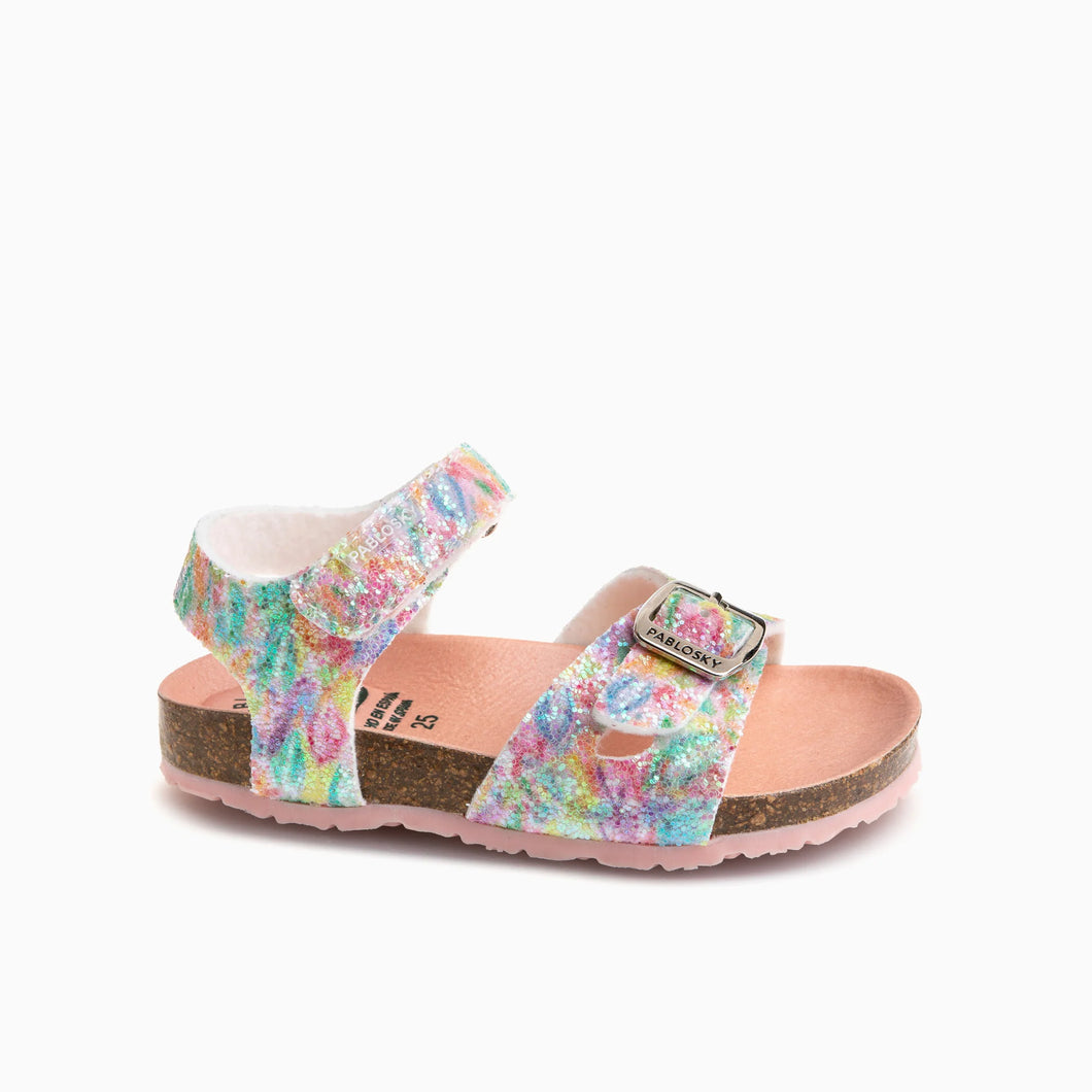 Pablosky girls pink glitter sandals 439551