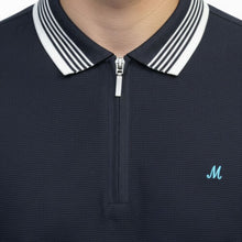 Load image into Gallery viewer, Mineral zipped neck polo shirt (Eoin Navy)
