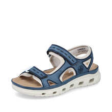 Load image into Gallery viewer, Rieker Blue Velcro Strap Sandals 64066-14
