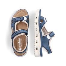 Load image into Gallery viewer, Rieker Blue Velcro Strap Sandals 64066-14
