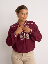 Load image into Gallery viewer, Sarah Burgundy Embroidered Blouse
