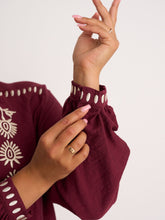 Load image into Gallery viewer, Sarah Burgundy Embroidered Blouse
