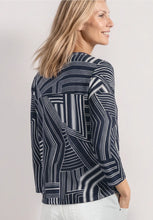 Load image into Gallery viewer, Street One Split Neck Navy Print Top 325621
