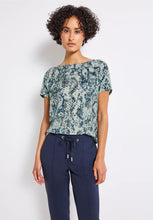 Load image into Gallery viewer, Street One Printed Drawstring Shirt in Arona Blue 323735

