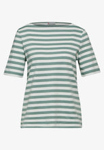 Load image into Gallery viewer, Street One seafoam green stripped shirt 321933
