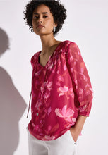 Load image into Gallery viewer, Street one Chiffon tunic blouse w gatherin
