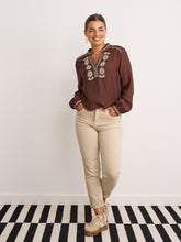 Load image into Gallery viewer, Aisling Embroidered Brown Blouse
