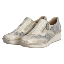 Load image into Gallery viewer, Rieker Beige/ Gold Wedge Shoe 48760-60
