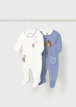 Load image into Gallery viewer, Mayoral Two pack velour rompers
