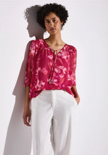 Load image into Gallery viewer, Street one Chiffon tunic blouse w gatherin
