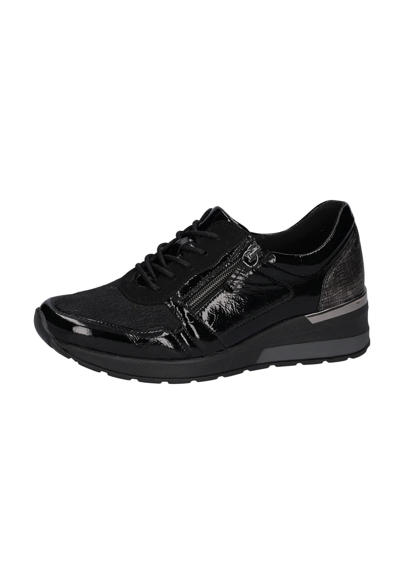 Waldlaufer Black & Silver Trim Sneakers with Zip - H-Clara  939H01 608 771