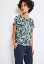 Load image into Gallery viewer, Street One Printed Drawstring Shirt in Arona Blue 323735
