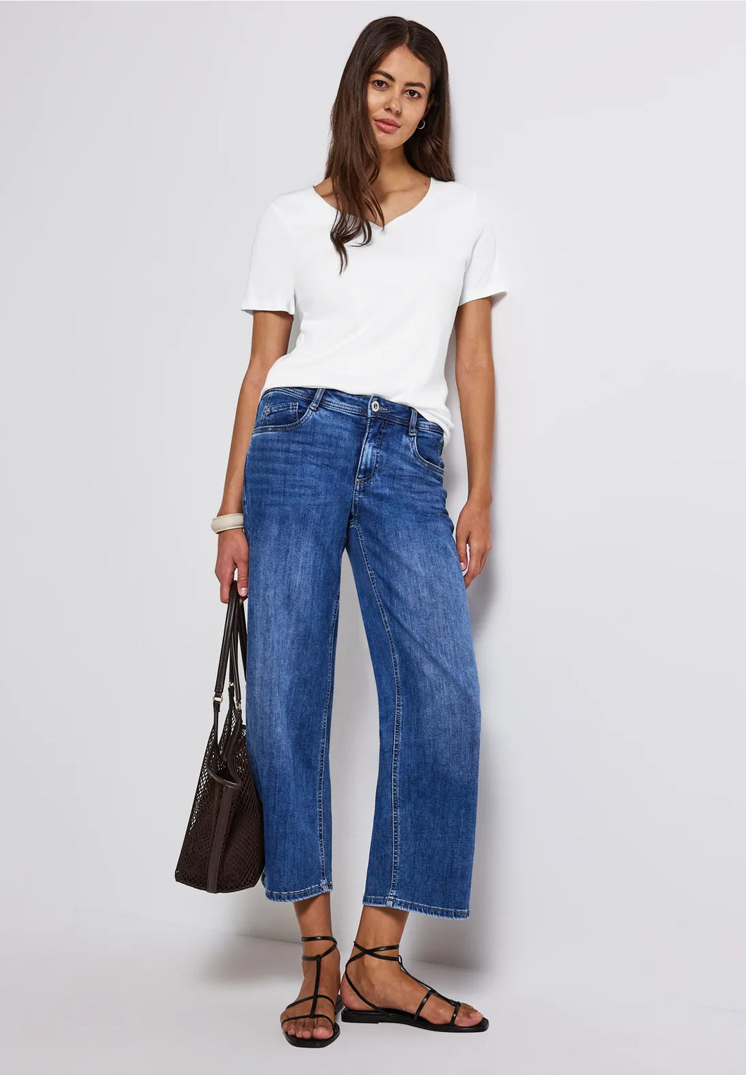 Street One T-Shirt with heart neckline 323675 Colour- 10000