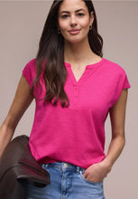 Load image into Gallery viewer, Street One Magenta Split Neck Top 325065/17281
