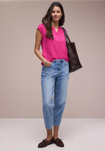 Load image into Gallery viewer, Street One Magenta Split Neck Top 325065/17281
