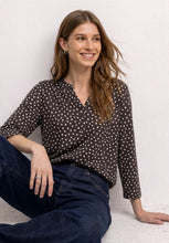 Load image into Gallery viewer, Street One Black Coffee Polka Dot Top 325621/27874
