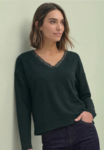 Load image into Gallery viewer, Street One Green Top With Lace Collar 326061
