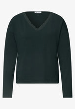 Load image into Gallery viewer, Street One Green Top With Lace Collar 326061
