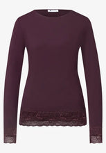 Load image into Gallery viewer, Street One Plum  Long Sleeve Top With Lace 326162

