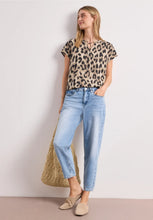 Load image into Gallery viewer, Street One Split Neck Leopard Print Blouse 346634/37278
