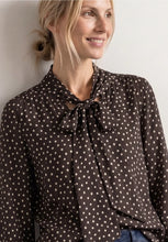 Load image into Gallery viewer, Street One Brown Polka Dot Blouse 346860
