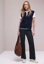 Load image into Gallery viewer, Street One Navy Wide Leg Trousers 380600/17502
