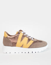 Load image into Gallery viewer, Wonders Slip In Wedge Trainers A-2476 Taupe/ Gold
